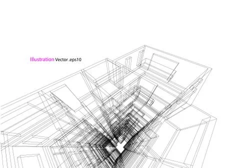Building structure abstract,  3d illustration, vector Illustrazione stock