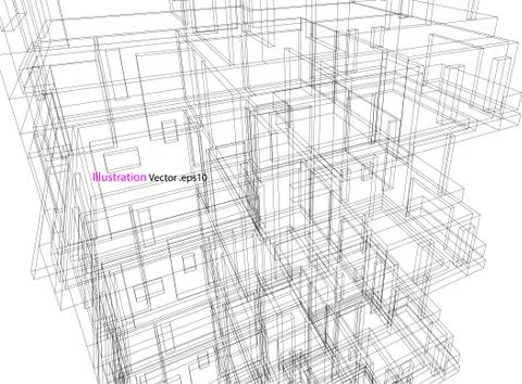 Building structure abstract,  3d illustration, vector Stock Illustration