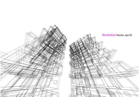 Building structure abstract,  3d illustration, vector Stock Illustration