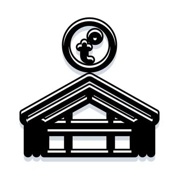 Building structure with abstract design above the roof Ilustração Stock