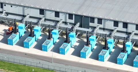 The building structure and equipment of a large scale data center in the Stock Footage 292369567