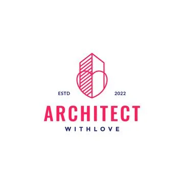 Building structure architect love lines logo design icon vector illustration Ilustración de archivo