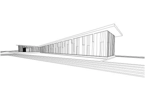 Building structure architecture abstract drawing, 3d illustration 스톡 일러스트