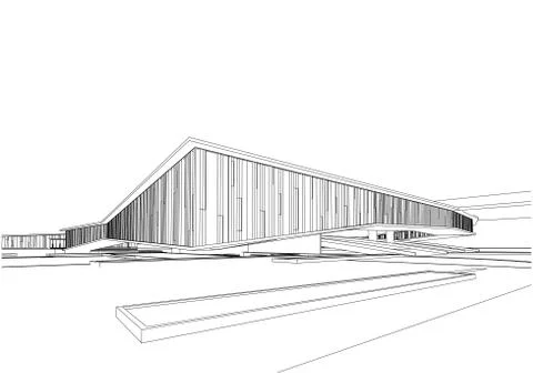 Building structure architecture abstract drawing, 3d illustration Stock Illustration