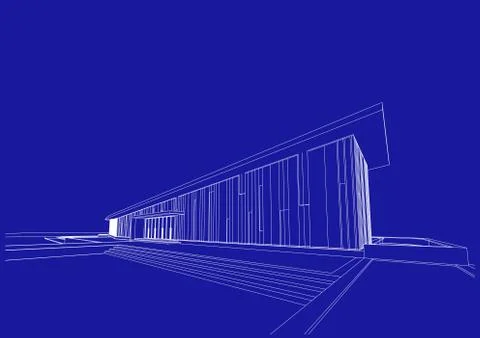 Building structure architecture abstract drawing, 3d illustration 스톡 일러스트