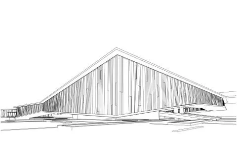 Building structure architecture abstract drawing, 3d illustration Stock Illustration