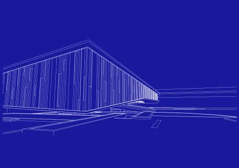 Building structure architecture abstract drawing, 3d illustration Stock Illustration