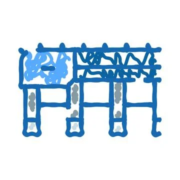 Building structure blueprint sketch on white background Stock Illustration
