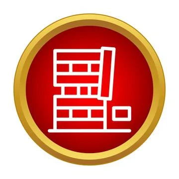 Building structure collapsing icon inside red circle Stock Illustration