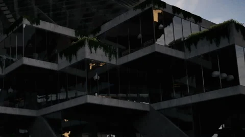 Building structure with glass and concrete located in a modern area Stock Footage 342062883