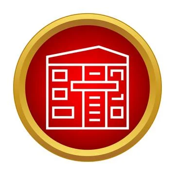 Building structure icon inside red gold circle Ilustração Stock
