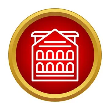Building structure line icon on red button Ilustración de archivo