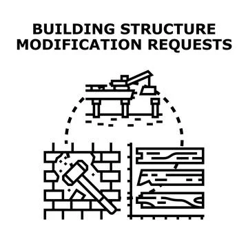 Building structure modification requests and construction planning Stock Illustration