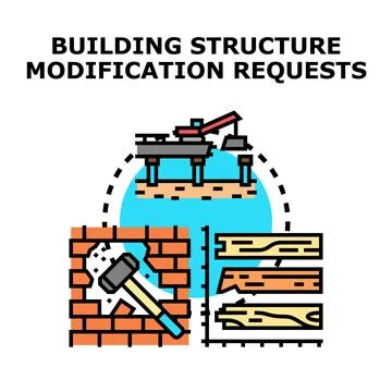 Building structure modification requests and construction planning Stock Illustration