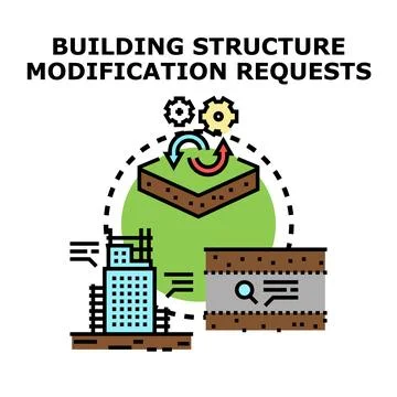 Building structure modification requests process planning Stock Illustration