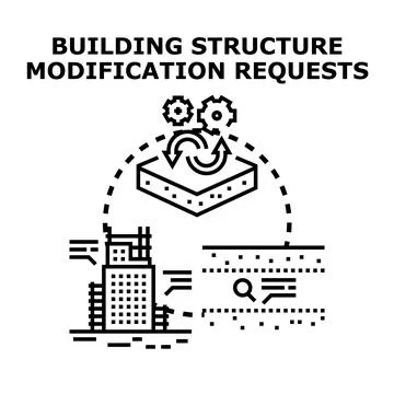 Building structure modification requests process planning Stock Illustration
