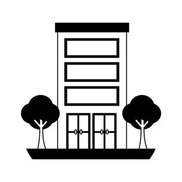 Building structure with trees plants isolated icon Ilustración de archivo