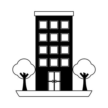 Building structure with trees plants isolated icon Ilustración de archivo