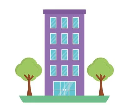 Building structure with trees plants isolated icon Ilustración de archivo