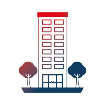 Building structure with trees plants isolated icon Ilustración de archivo