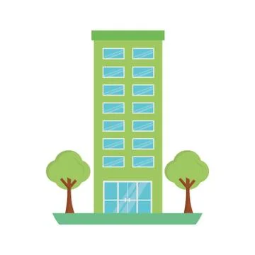 Building structure with trees plants isolated icon Ilustración de archivo
