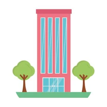 Building structure with trees plants isolated icon Ilustración de archivo