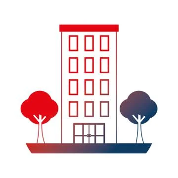 Building structure with trees plants isolated icon Ilustración de archivo