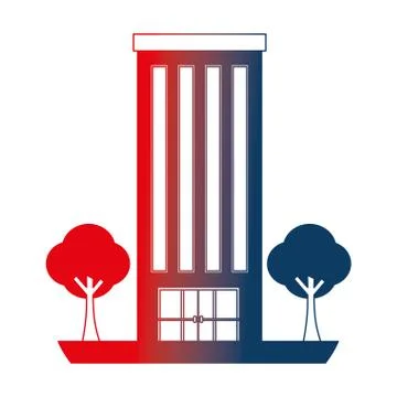 Building structure with trees plants isolated icon Ilustración de archivo