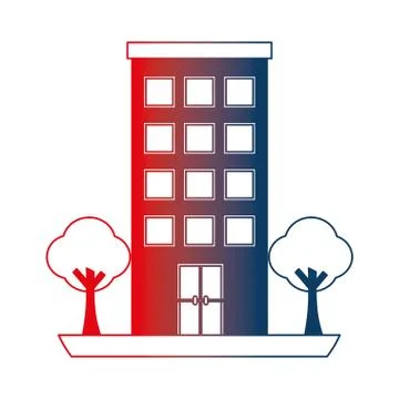 Building structure with trees plants isolated icon Ilustración de archivo