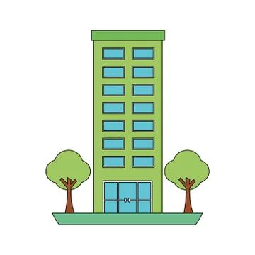 Building structure with trees plants isolated icon Ilustración de archivo