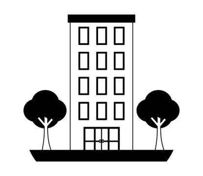 Building structure with trees plants isolated icon Ilustración de archivo