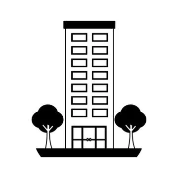 Building structure with trees plants isolated icon Ilustración de archivo