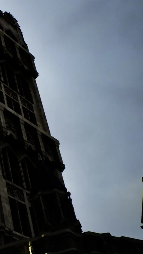 Building structure under clear sky in the afternoon light Stock Footage 332234255