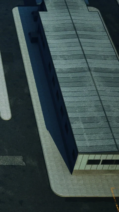Building structure viewed from above during daylight on a city street Stock Footage 342190207