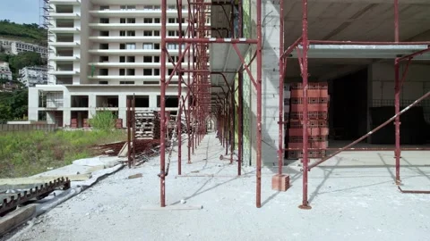 Building structures at the construction site Stock Footage 218630455