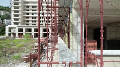 Building structures at the construction site Stock Footage 218630613