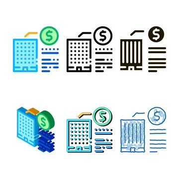 Building styleset cost icon vector outline イラスト素材