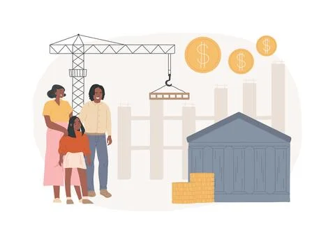 Building subsidy isolated concept vector illustration. Ilustración de archivo