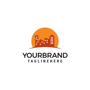 Building Sun Logo Design Template Ilustración de archivo