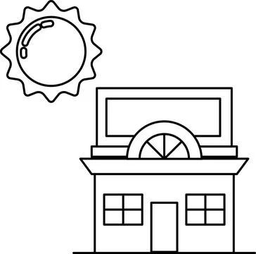 A building with a sun shining on it Ilustración de archivo