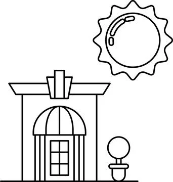 A building with a sun shining on it Ilustración de archivo