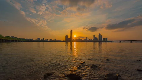 Building with sunset. the best view at han river Stock Footage 141523038