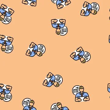 Building superintendent repair worker vector seamless pattern Ilustración de archivo
