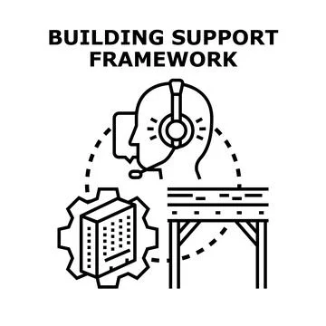 Building support framework concept for project development Illustrazione stock