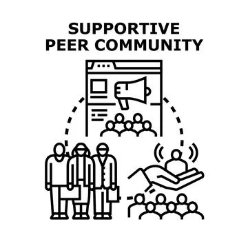 Building supportive peer community online social network Stock Illustration