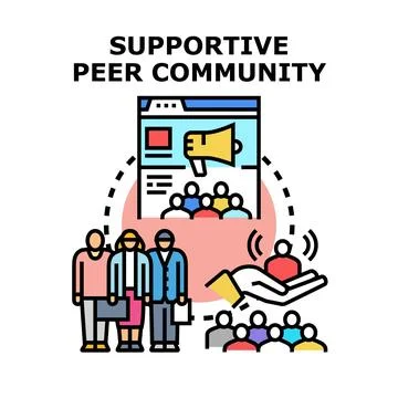 Building supportive peer community online social network Stock Illustration