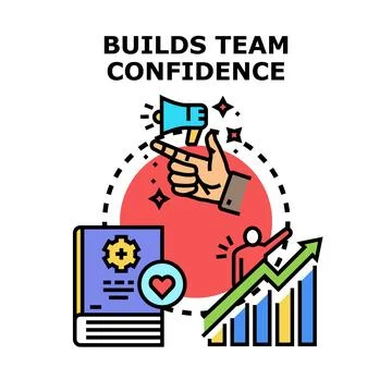 Building team confidence through communication, learning, and growth concepts Stock Illustration