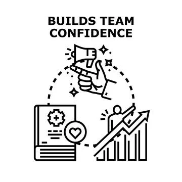 Building team confidence through communication, learning, and growth concepts Stock Illustration