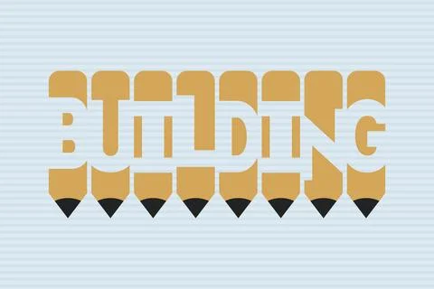 Building text with Pen symbol creative ideas design Ilustración de archivo