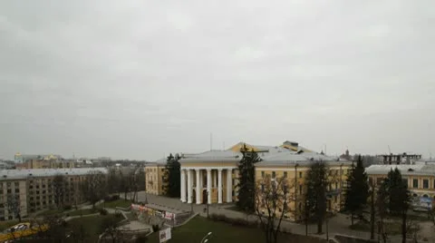 Building theatre and clouds Stock Footage 8987532
